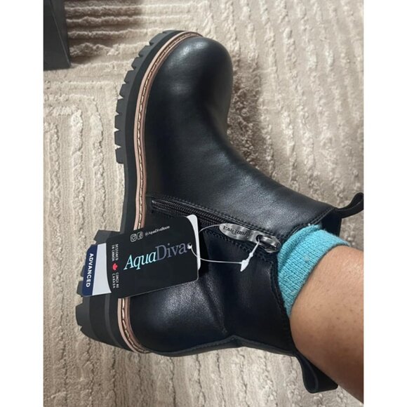 NWT AQUA DIVA 10 Savannah Chelsea Waterproof Ankle Boot Leather Insulated Black - Picture 7 of 16